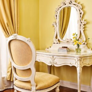 Dressing Table with Ornate Mirror & Stool
